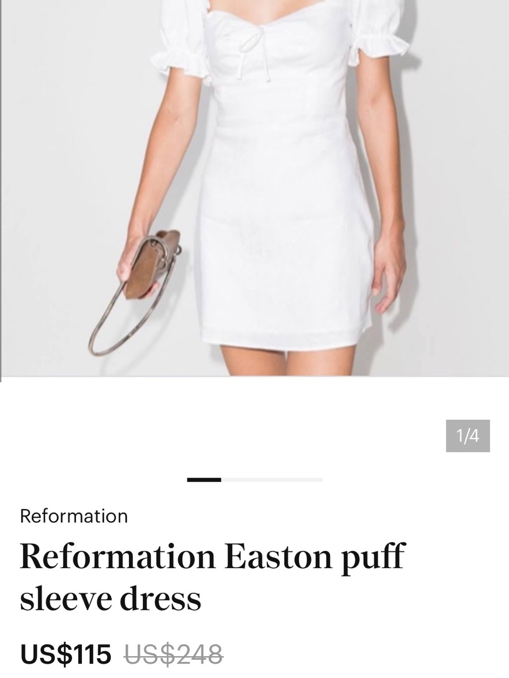 Brand New Reformation 100% Linen Mini Dress